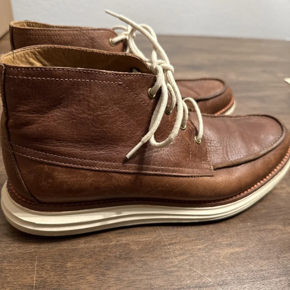 Cole Haan Lunargrand Chukka Boots Men's 7 Chestnut Leather Lace-Up Ankle Boot 7M